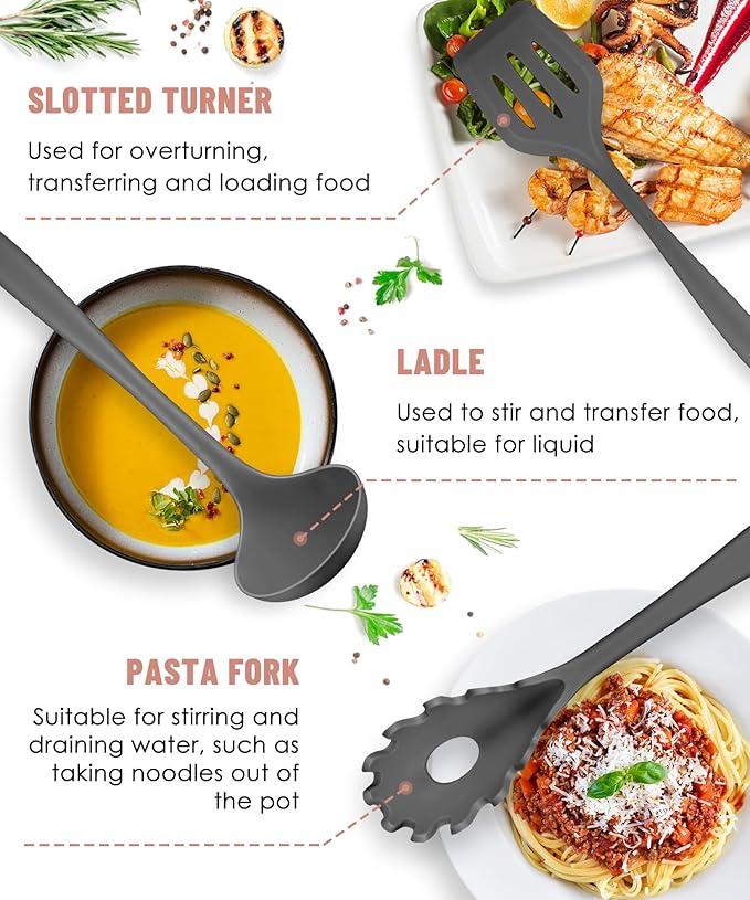 Kitchen Utensils Set-12 Pieces Silicone Cooking Utensils Set 392°F Heat - Image 6