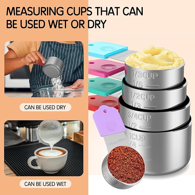 Magnetic Measuring Cups, 5 Stainless Steel Nesting Measuring Cup Set - Image 3