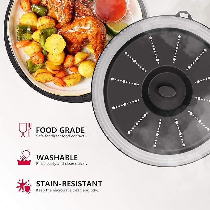 WVM Microwave Splatter Cover & Mat, Vented Collapsible Splatter Guard dish - Image 3