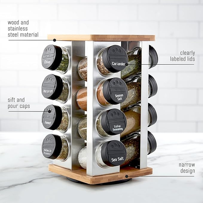 Kamenstein 16 Jar Warner Revolving Countertop Spice Rack Organizer - Image 4