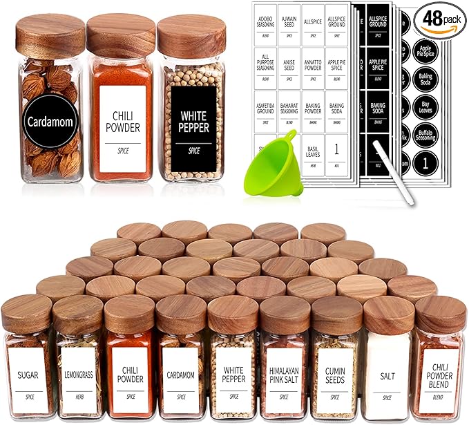 Churboro 48 Spice Jars with 547 Labels and Shaker Lids by Churboro