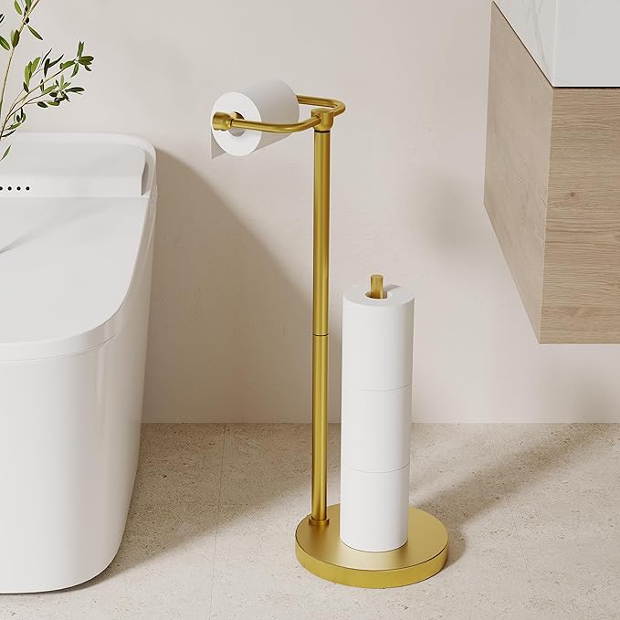 Toilet Paper Holder Stand, Modern Bathroom Free Standing Toilet Paper Holder - Image 2