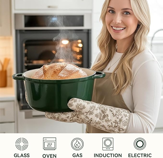 6 Quart Dutch Oven Pot with Lid, Non Stick Enameled Cast Iron Dutch Oven - Image 5