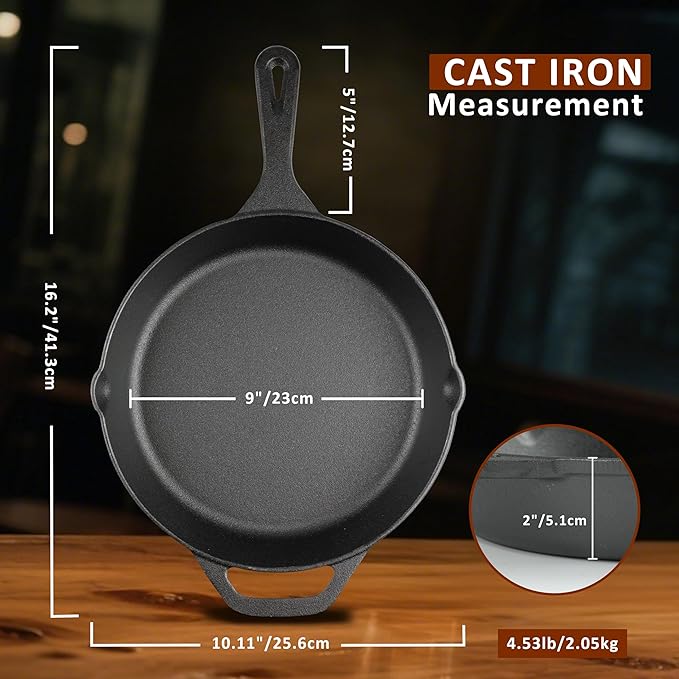 10 Inch Cast Iron Skillet, Pre-Seasoned Frying Pan - Image 2