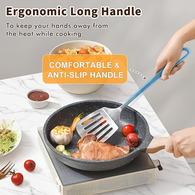 2 Pcs Stainless Steel Spatulas Set, Metal Spatula Solid & Slotted Turner - Image 3