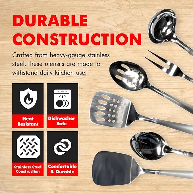 Chef Craft Select Kitchen Tool and Utensil Set, 6 Piece Set, Stainless Steel - Image 3