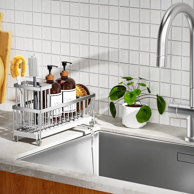 Cisily Sponge Holder for Kitchen Sink, Sink Caddy Organizer - Image 7