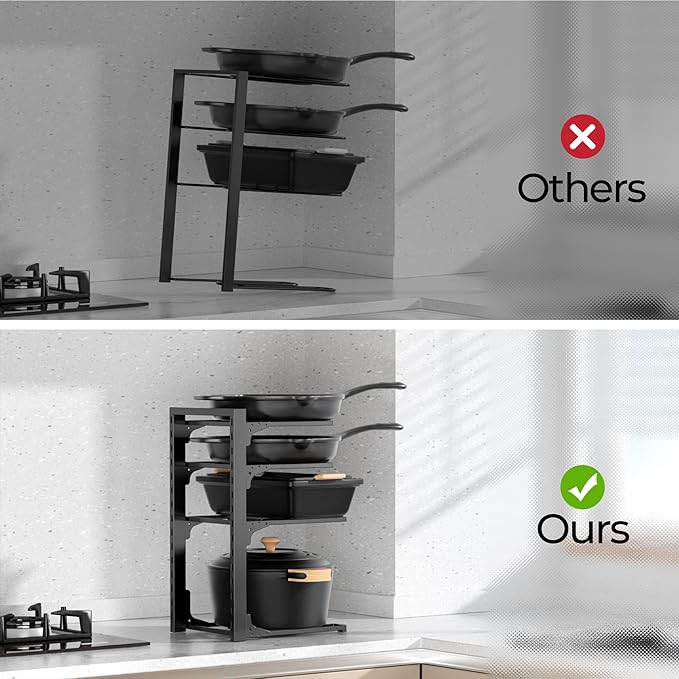 MUDEELA Pots and Pans Organizer under Cabinet 15.75" Tall, 4-Tier Heavy Duty - Image 5