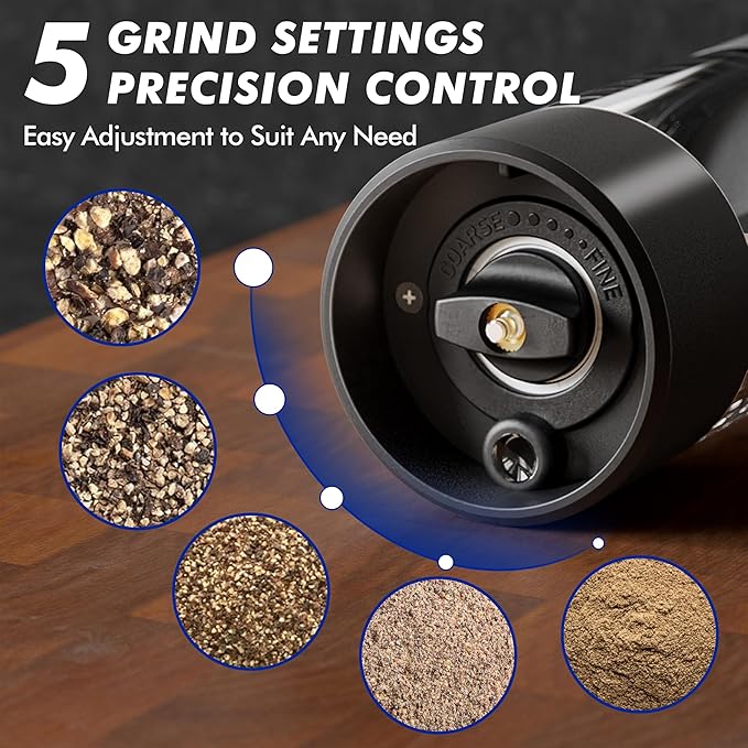 Electric Salt and Pepper Grinder Set, USB Rechargeable Automatic Pepper Mills - Image 5