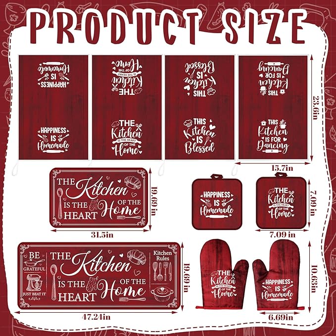 Fourluoo 10 Pcs Farmhouse Kitchen Decor and Accessories Set 4 Kitchen Towels 2 - Image 4