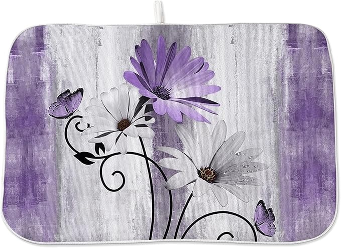 Floral Dish Drying Mat 18x24 Inches by OFIRD