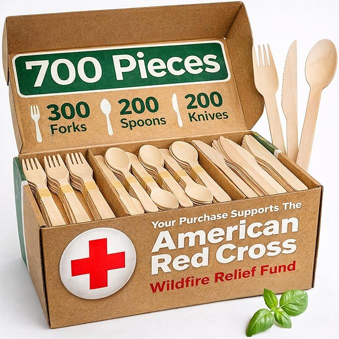 700 PCS Wooden Cutlery Set by EsEssentials