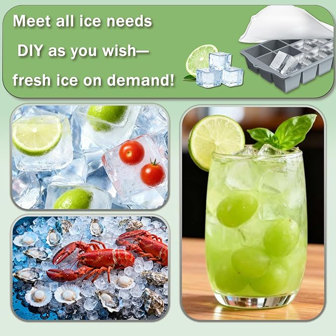 Ice Cube Trays for Freezer, 2 Pack Easy Release Slicone Ice Cube Tray - Image 7