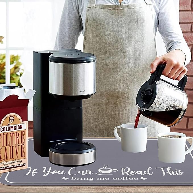 Coffee Bar Mat for Countertops 23inx15in, Absorbent Hide Stain Anti-Slip Cafe - Image 3