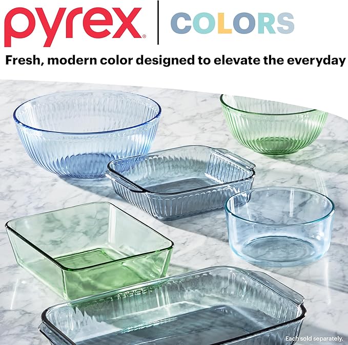 Pyrex Colors Sculpted Tinted Small/Medium Glass Mixing Bowls - Image 5