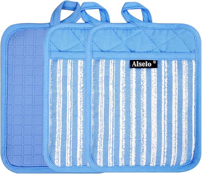 Alselo Silicone Pot Holders Set of 3 Heat Resistant & Non Slip Potholders - Image 8