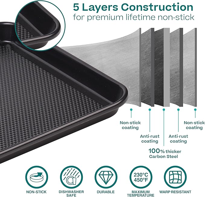 Baker's Secret Baking Sheet Pan Set, 3x Cookie Sheets - Image 3