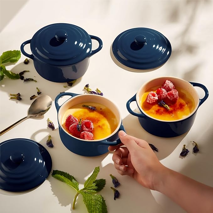 Kook Ceramic Mini Cocotte Set, Small Casserole Dishes - Image 2