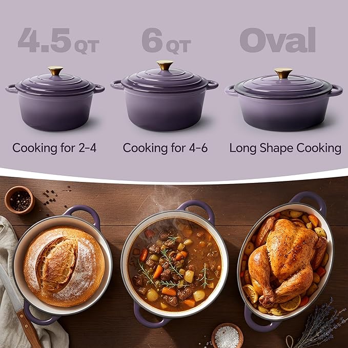 6 Quart Dutch Oven Pot with Lid, Non Stick Enameled Cast Iron Dutch Oven - Image 3