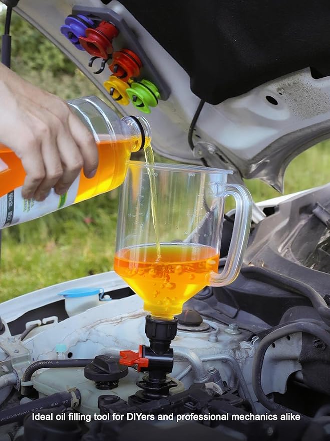 SMART JERRY - Spill-Proof Engine Oil Funnel Kit｜Oil Change Funnel w/ 12 - Image 8