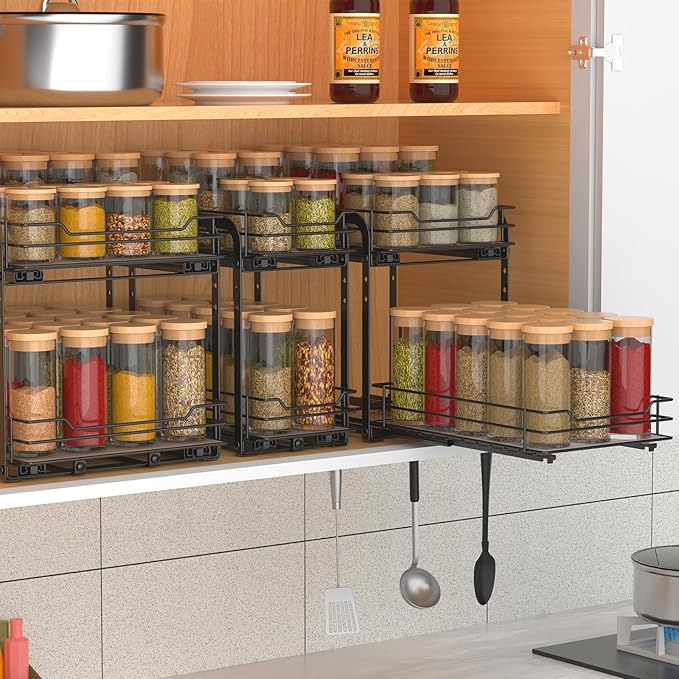 BOIVSHI 2-Tier Spice Rack, Pull Out Spice Racks Organizer - Image 7