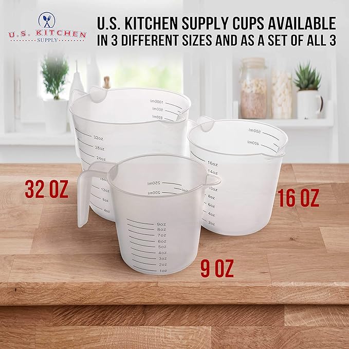 U.S. Kitchen Supply Plastic Measuring Cups - 8 oz Liquid Measuring Cup Set of 6 - Image 6
