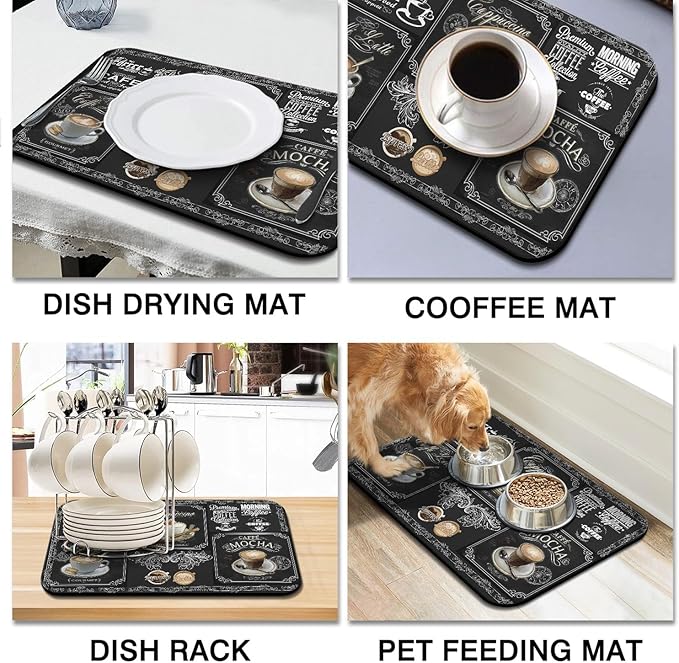 Coffee Bar Mat Accessories for Countertop Super Absorbent Anti-Slip Silicone - Image 4