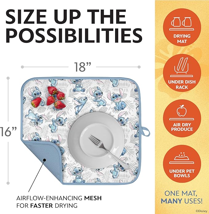 Disney Dish Drying Mats for Kitchen Counter – 16" x 18" Absorbent Kitchen - Image 3