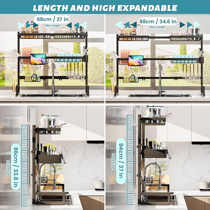 ADBIU Over The Sink Dish Drying Rack Snap-On Design 2 Tier Large Dish Rack) - Image 2