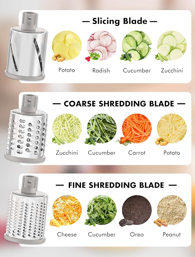 GDL Rotary Cheese Grater, Upgraded 5-in-1 Cheese Grater Hand Crank, Vegetable - Image 3