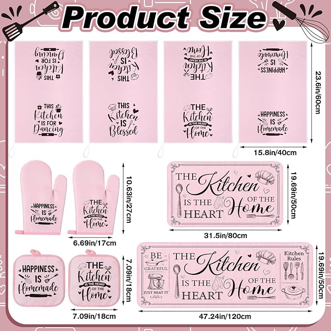 Fourluoo 10 Pcs Farmhouse Kitchen Decor and Accessories Set 4 Kitchen Towels 2 - Image 3