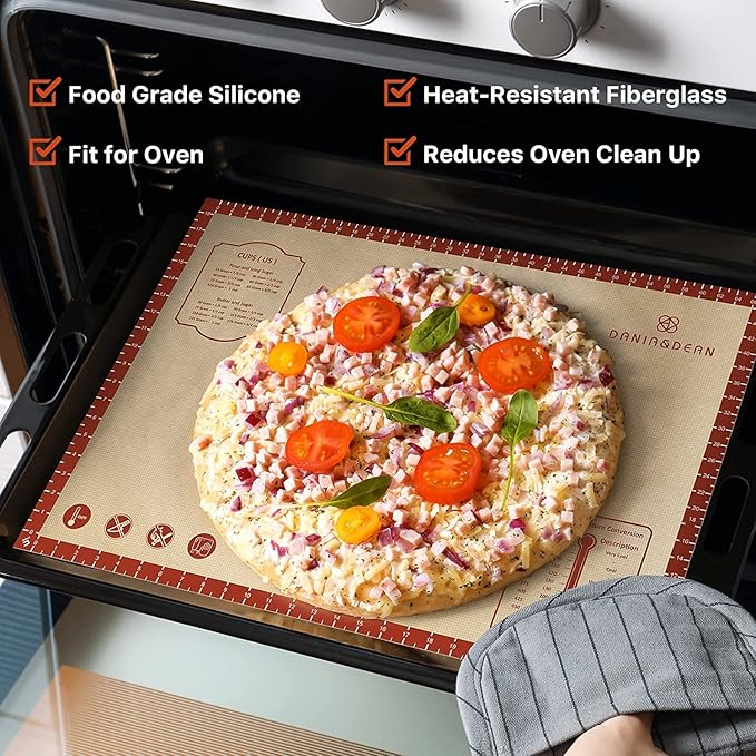 2 Pack Non Stick 26''x16'' Extra Large Thick Silicone Pastry Mat and 16''x11'' - Image 3