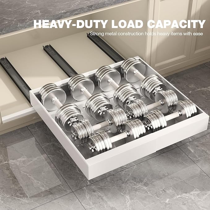 Seinloes 4 Pack Pull Out Cabinet Organizer 21" Deep, Full Extension 3 Slide - Image 9