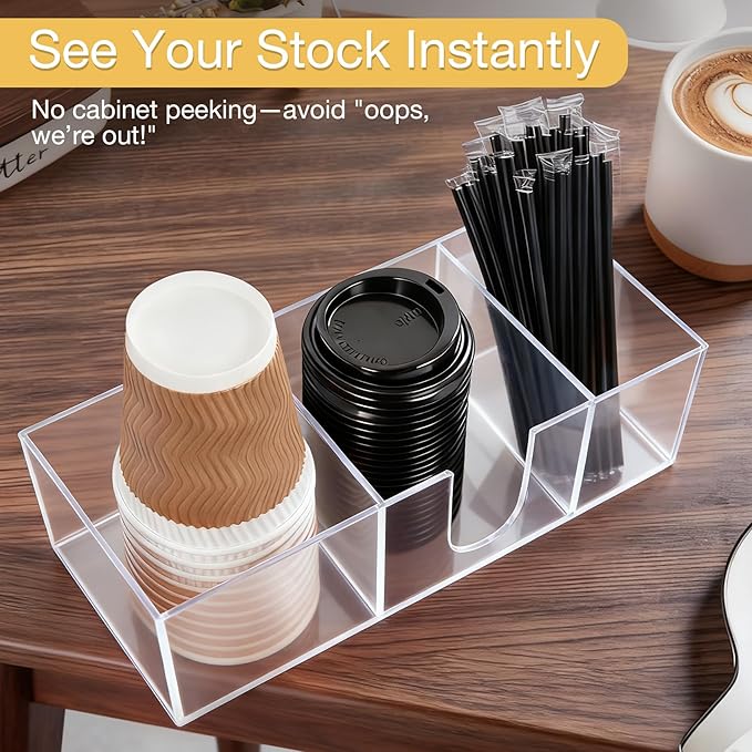 Acrylic Cup Holder for Countertop, 3 Slots Acrylic Coffee Bar Accessories and - Image 5