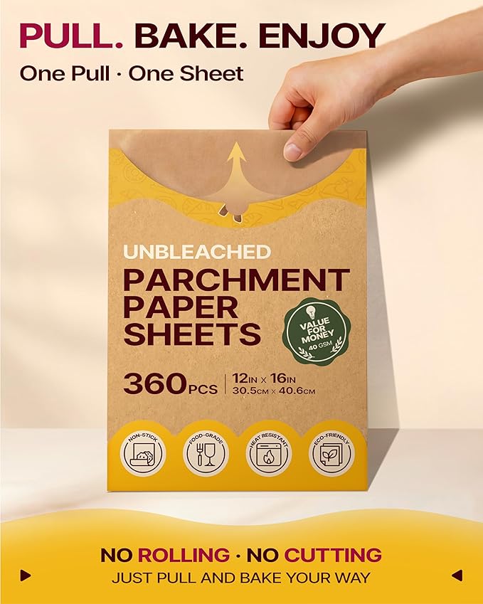 Katbite Parchment Paper Sheets 360 PCS, 12x16 Inches Precut Unbleached Baking - Image 8
