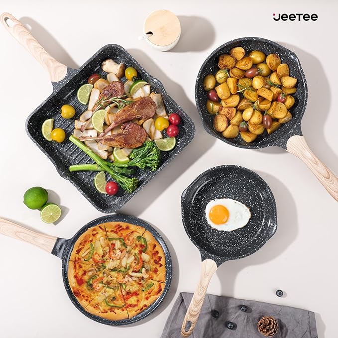 JEETEE 24Pcs Ceramic Cookware Set, Kitchen Healthy Non Toxic Induction Cookware - Image 8