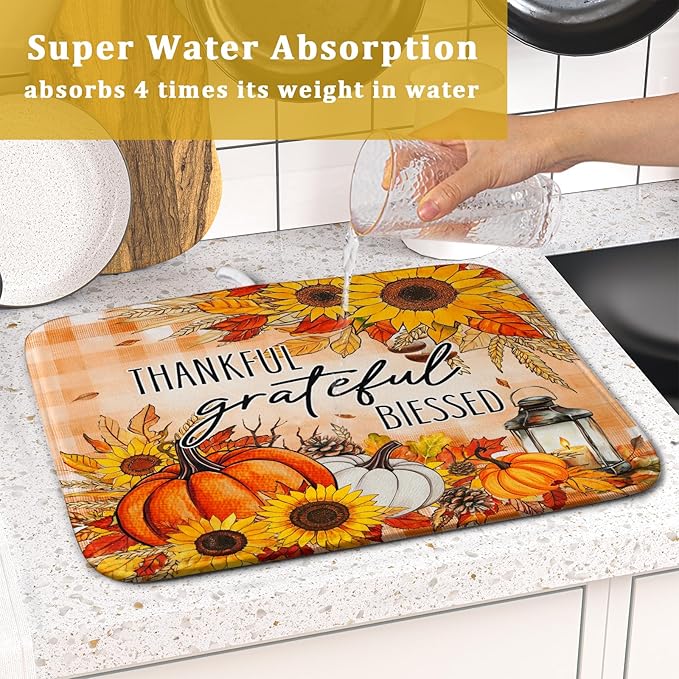 Giwawa Autumn Pumpkins Dish Drying Mat - Image 7