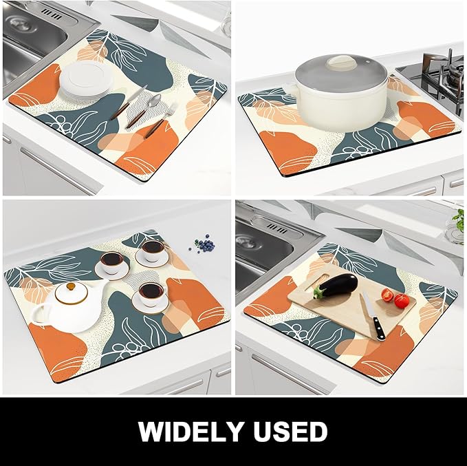 Rnivvi Dish Drying Mat for Kitchen Counter, 16 x 18" Cute Boho Theme Absorbent - Image 7
