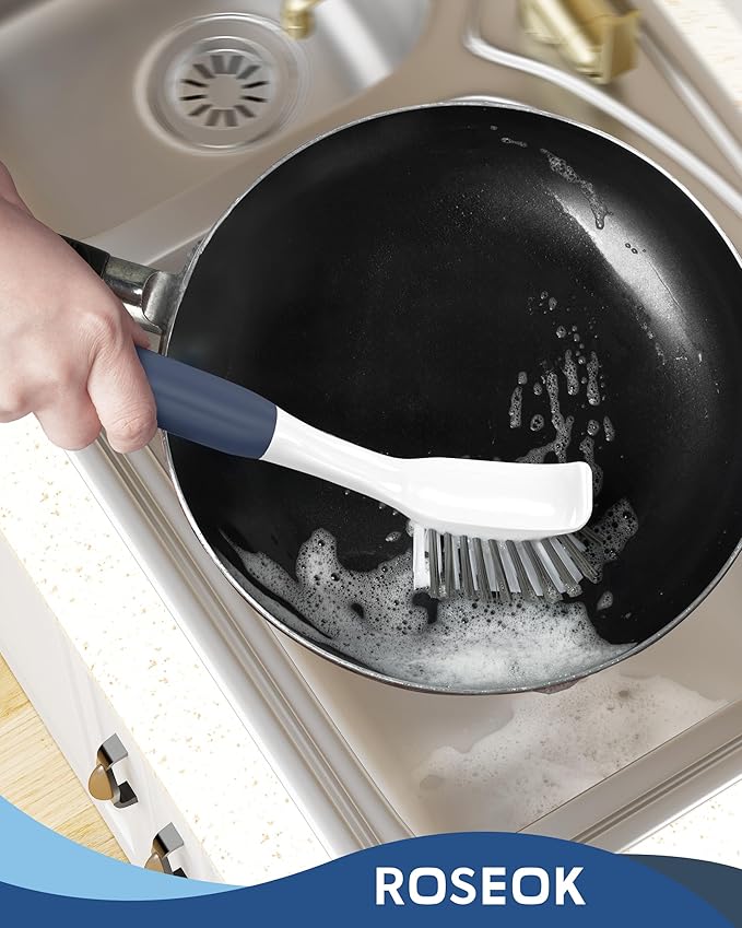ROSEOK Dish Brush with Built-in Scraper, Kitchen Scrub Brush - Image 7