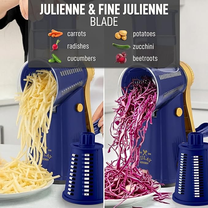 Zulay Kitchen Rotary Cheese Grater 5 Blade Cheese Shredder - Image 6