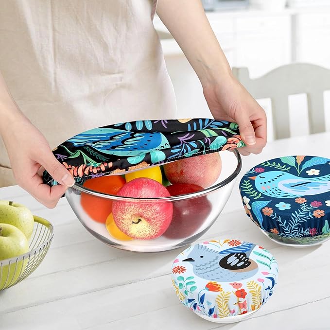 5 Pieces Bowl Covers Reusable, 5 Size Elastic Cloth Bowl Covers - Image 5