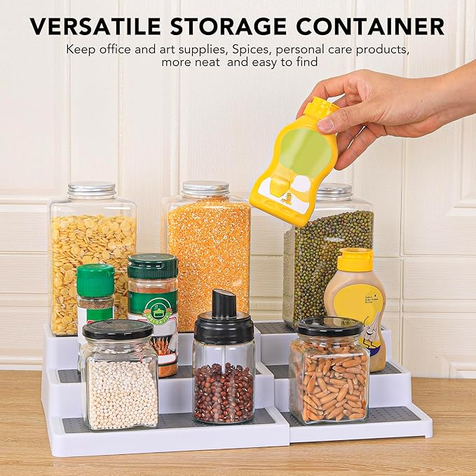 CiWiVOKi 3-Tier Expandable Spice Rack, Plastic Spice Rack Organizer - Image 5