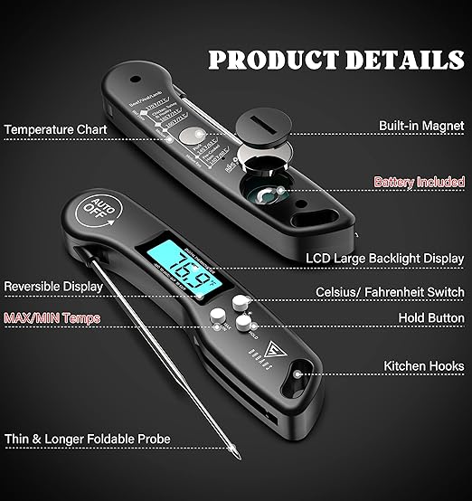 DOQAUS Digital Meat Thermometer, 2 Pack Instant Read Food Thermometer - Image 8