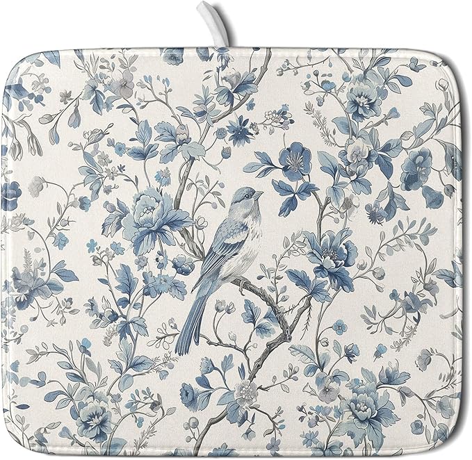 Chinoiserie Trees Dish Drying Mat by Anyako