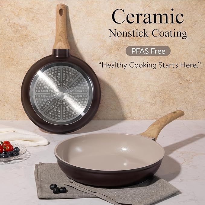 CAROTE 21 PCS Ceramic Cookware Set, Pots and Pans Set Non Stick, Pot and Pan Set - Image 3