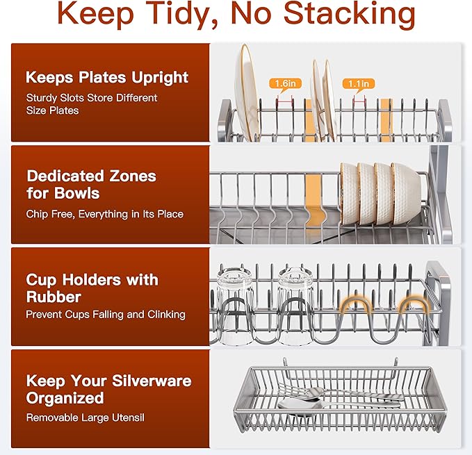 2 Tier Dish Drainer Drying Rack - Image 7