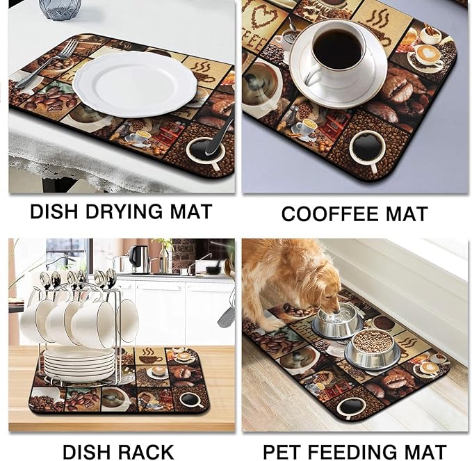 Coffee Mat 23inx15in, Anti-Slip & Waterproof Coffee Bar Accessories, Absorbent - Image 2
