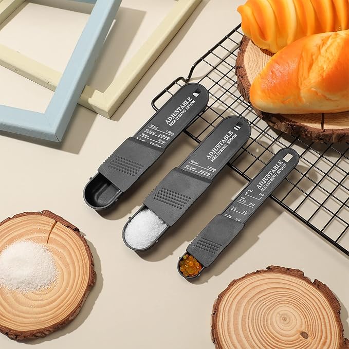 6 Pcs Adjustable Measuring Spoon Plastic Tablespoon and Teaspoon Set Baking - Image 7