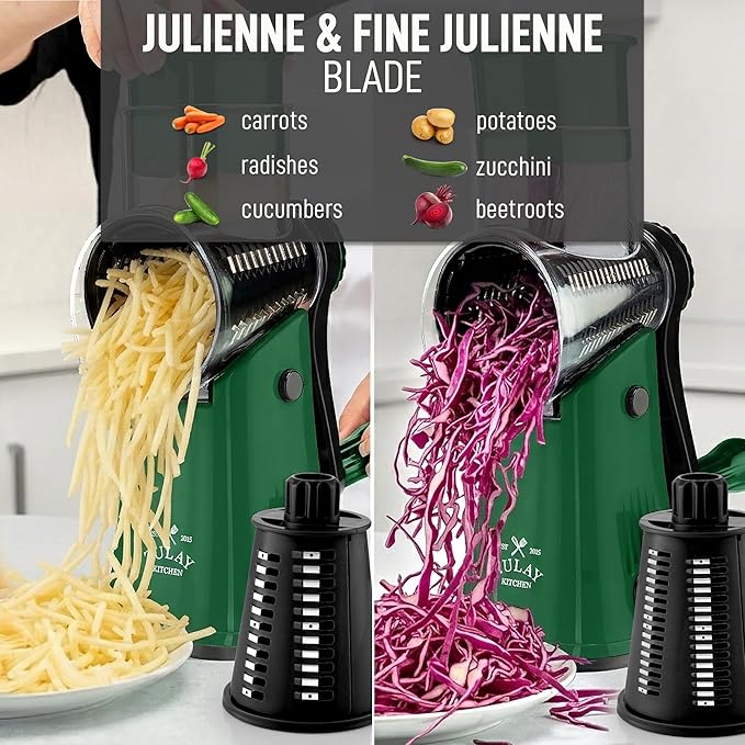 Zulay Kitchen Rotary Cheese Grater 5 Blade Cheese Shredder - Image 6