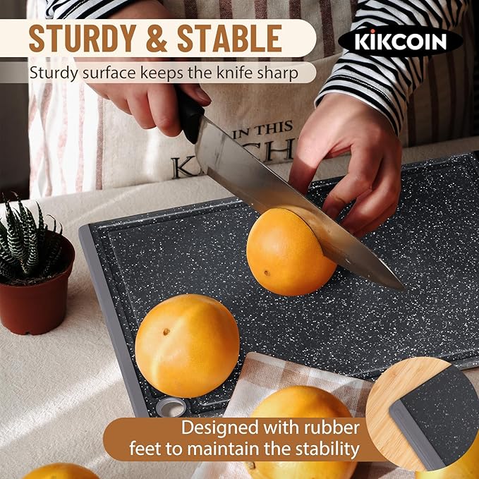 Kikcoin Plastic Cutting Boards for Kitchen, 3-Piece Large Cutting Board Set - Image 4